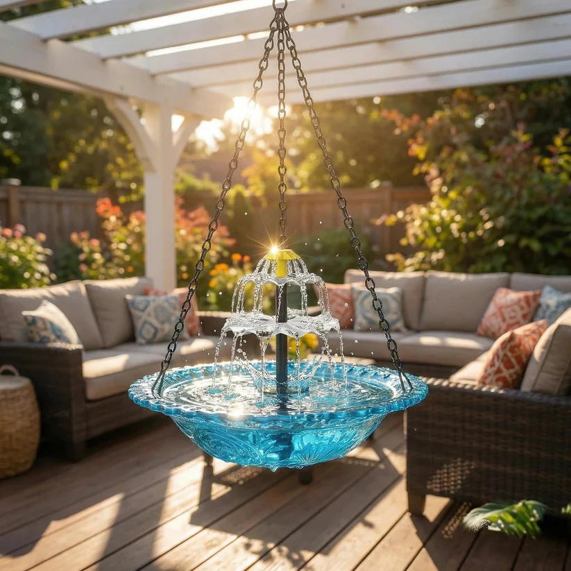 š„š„49% Off--Solar Cascade Hanging Bird Bath FountainšBuy 2 Free Shipping